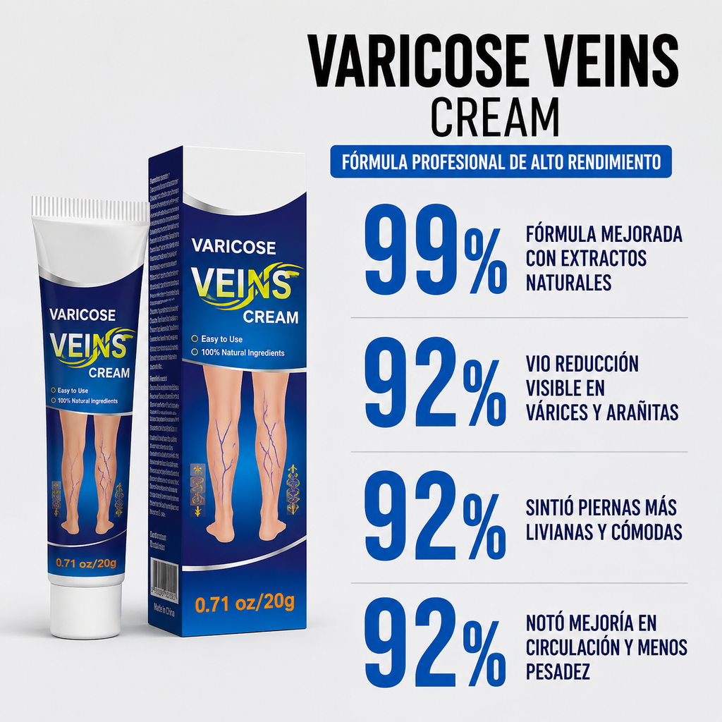 VARICOSE - Crema para Várices, Arañitas, Piernas Cansadas e Hidratación Profunda